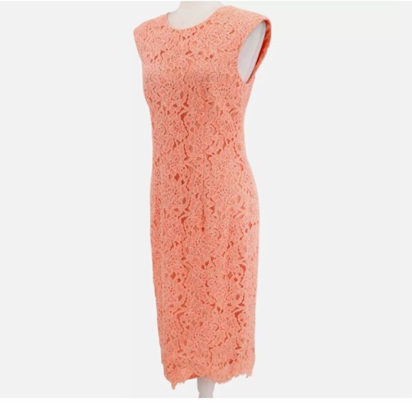 Marco Bologna Pink Sleeveless Floral Lace Long Shift Dress...